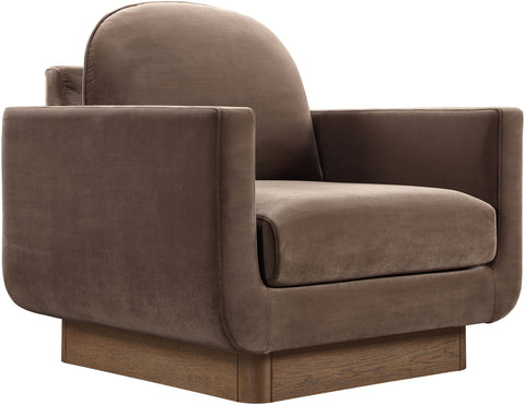 Harlow Brown Velvet Performance Fabric Upholstered Accent Chair, 1 Piece