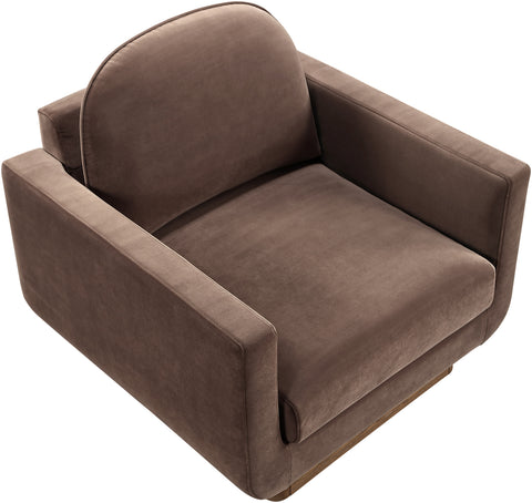 Harlow Brown Velvet Performance Fabric Upholstered Accent Chair, 1 Piece