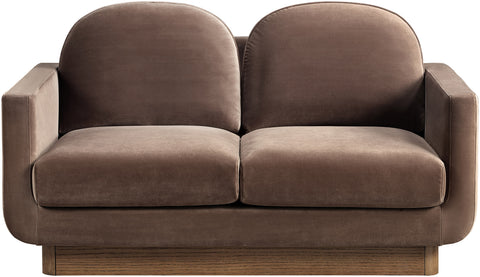 Harlow 63" Brown Velvet Performance Fabric Upholstered Loveseat, 1 Piece
