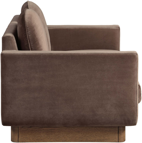 Harlow 63" Brown Velvet Performance Fabric Upholstered Loveseat, 1 Piece