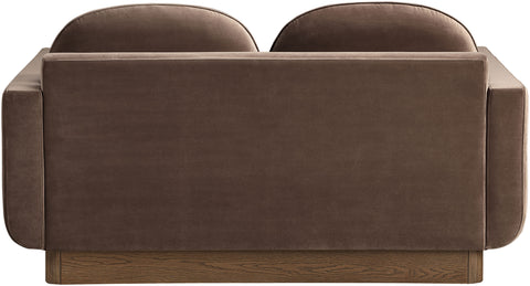 Harlow 63" Brown Velvet Performance Fabric Upholstered Loveseat, 1 Piece
