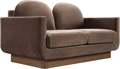 Harlow 63" Brown Velvet Performance Fabric Upholstered Loveseat, 1 Piece