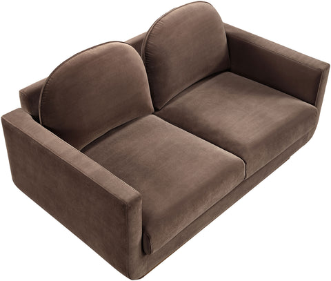 Harlow 63" Brown Velvet Performance Fabric Upholstered Loveseat, 1 Piece