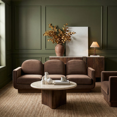 Harlow 89" Brown Velvet Performance Fabric Upholstered Sofa, 1 Piece