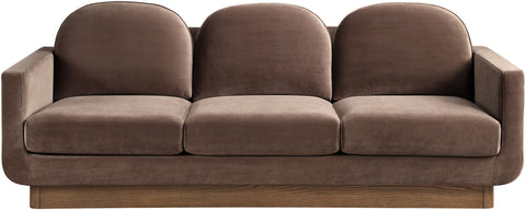 Harlow 89" Brown Velvet Performance Fabric Upholstered Sofa, 1 Piece