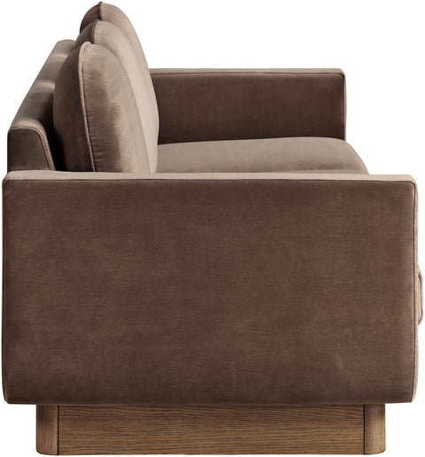 Harlow 89" Brown Velvet Performance Fabric Upholstered Sofa, 1 Piece