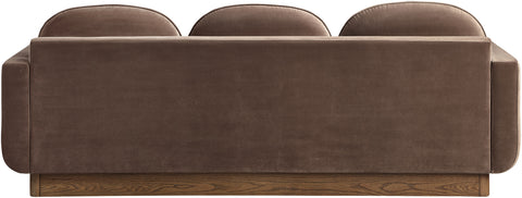 Harlow 89" Brown Velvet Performance Fabric Upholstered Sofa, 1 Piece