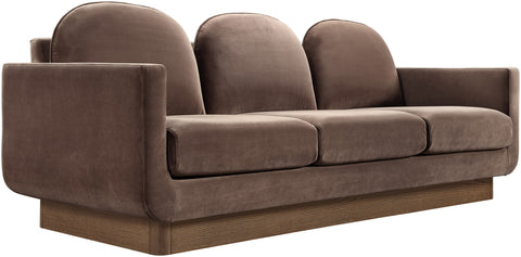 Harlow 89" Brown Velvet Performance Fabric Upholstered Sofa, 1 Piece