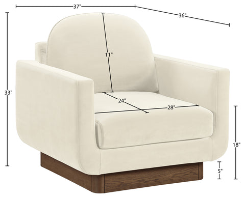 Harlow Cream Velvet Performance Fabric Upholstered Accent Chair, 1 Piece