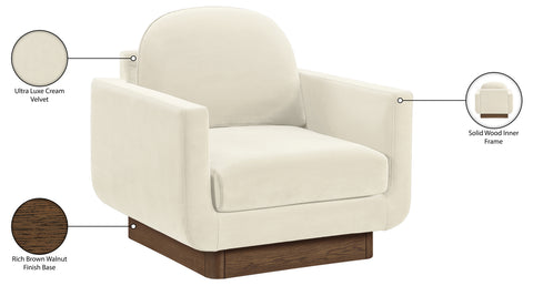 Harlow Cream Velvet Performance Fabric Upholstered Accent Chair, 1 Piece