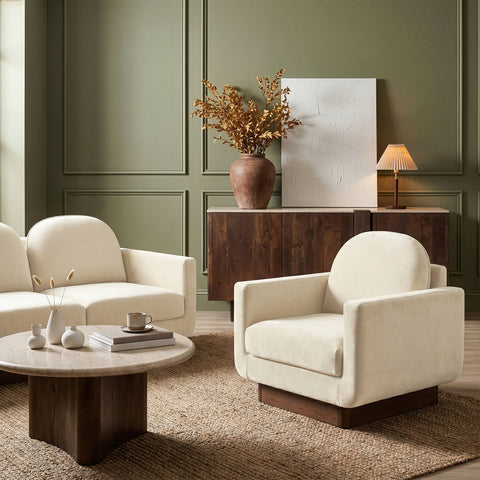 Harlow Cream Velvet Performance Fabric Upholstered Accent Chair, 1 Piece