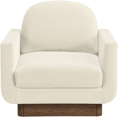 Harlow Cream Velvet Performance Fabric Upholstered Accent Chair, 1 Piece