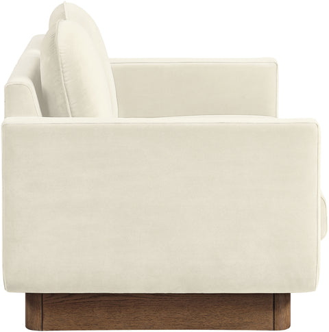 Harlow 63" Cream Velvet Performance Fabric Upholstered Loveseat, 1 Piece