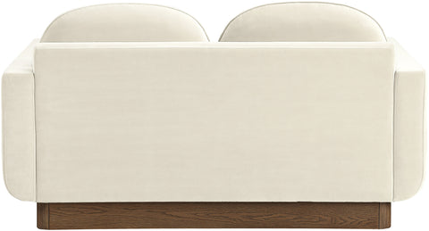 Harlow 63" Cream Velvet Performance Fabric Upholstered Loveseat, 1 Piece