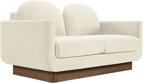 Harlow 63" Cream Velvet Performance Fabric Upholstered Loveseat, 1 Piece