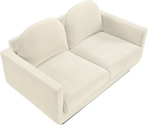Harlow 63" Cream Velvet Performance Fabric Upholstered Loveseat, 1 Piece