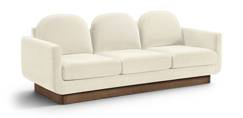 Harlow 89" Cream Velvet Performance Fabric Upholstered Sofa, 1 Piece