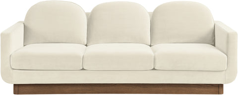 Harlow 89" Cream Velvet Performance Fabric Upholstered Sofa, 1 Piece