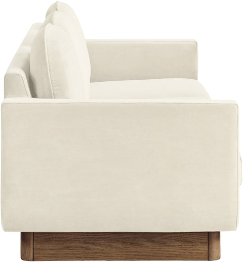 Harlow 89" Cream Velvet Performance Fabric Upholstered Sofa, 1 Piece