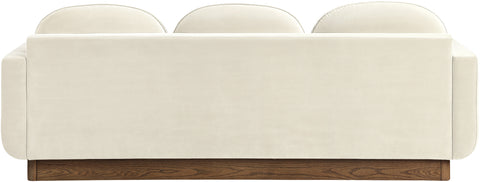 Harlow 89" Cream Velvet Performance Fabric Upholstered Sofa, 1 Piece