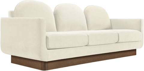 Harlow 89" Cream Velvet Performance Fabric Upholstered Sofa, 1 Piece