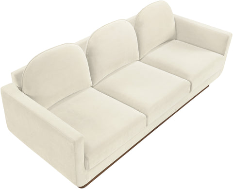 Harlow 89" Cream Velvet Performance Fabric Upholstered Sofa, 1 Piece