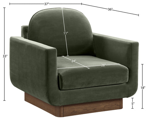 Harlow Green Velvet Performance Fabric Upholstered Accent Chair, 1 Piece