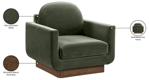 Harlow Green Velvet Performance Fabric Upholstered Accent Chair, 1 Piece