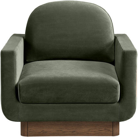 Harlow Green Velvet Performance Fabric Upholstered Accent Chair, 1 Piece