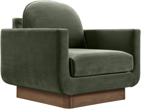 Harlow Green Velvet Performance Fabric Upholstered Accent Chair, 1 Piece
