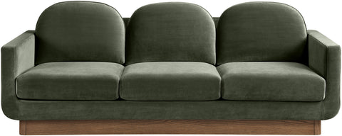 Harlow 89" Green Velvet Performance Fabric Upholstered Sofa, 1 Piece