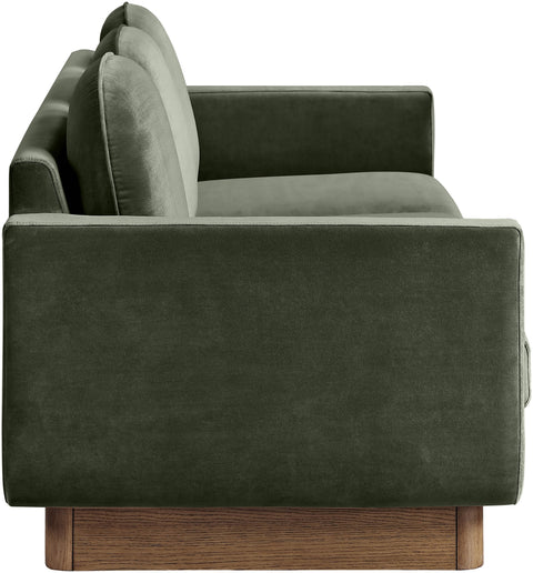 Harlow 89" Green Velvet Performance Fabric Upholstered Sofa, 1 Piece
