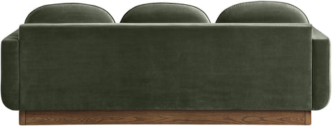 Harlow 89" Green Velvet Performance Fabric Upholstered Sofa, 1 Piece
