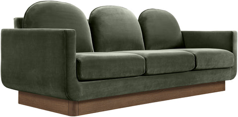 Harlow 89" Green Velvet Performance Fabric Upholstered Sofa, 1 Piece