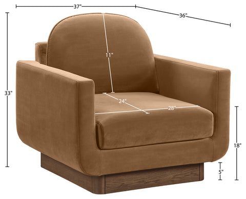 Harlow Saddle Velvet Performance Fabric Upholstered Accent Chair, 1 Piece
