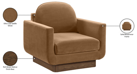 Harlow Saddle Velvet Performance Fabric Upholstered Accent Chair, 1 Piece