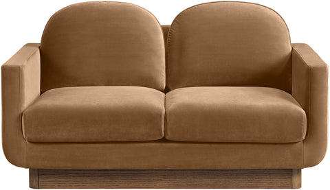 Harlow 63" Saddle Velvet Performance Fabric Upholstered Loveseat, 1 Piece
