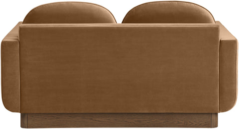 Harlow 63" Saddle Velvet Performance Fabric Upholstered Loveseat, 1 Piece