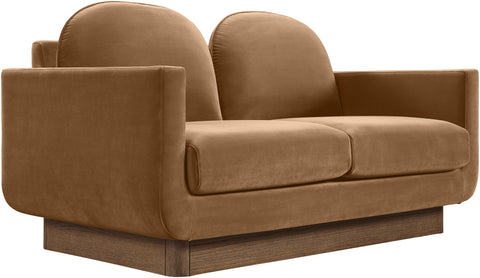 Harlow 63" Saddle Velvet Performance Fabric Upholstered Loveseat, 1 Piece