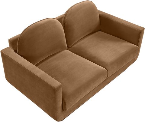 Harlow 63" Saddle Velvet Performance Fabric Upholstered Loveseat, 1 Piece