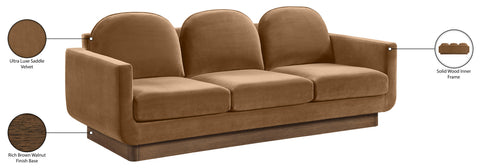 Harlow 89" Saddle Velvet Performance Fabric Upholstered Sofa, 1 Piece