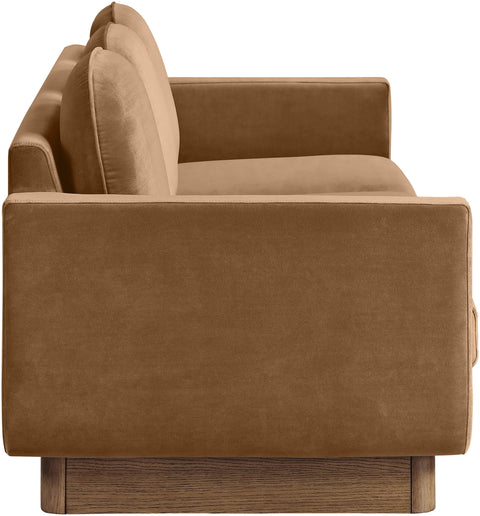 Harlow 89" Saddle Velvet Performance Fabric Upholstered Sofa, 1 Piece