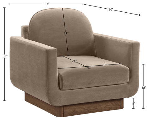 Harlow Taupe Velvet Performance Fabric Upholstered Accent Chair, 1 Piece