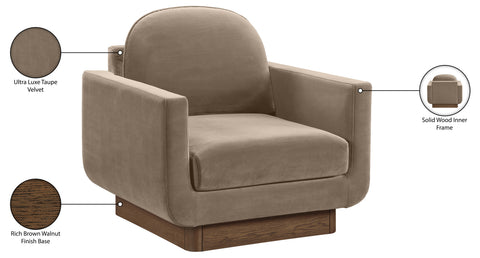 Harlow Taupe Velvet Performance Fabric Upholstered Accent Chair, 1 Piece