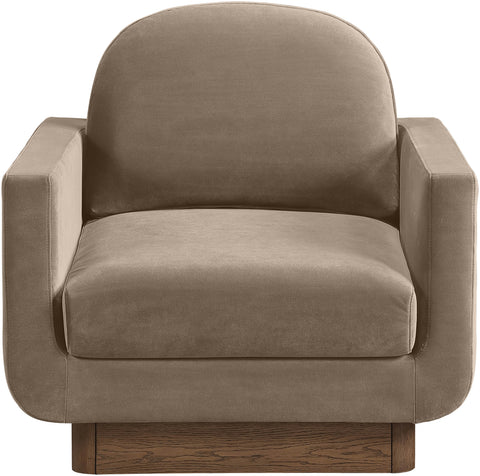 Harlow Taupe Velvet Performance Fabric Upholstered Accent Chair, 1 Piece
