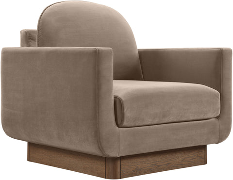 Harlow Taupe Velvet Performance Fabric Upholstered Accent Chair, 1 Piece