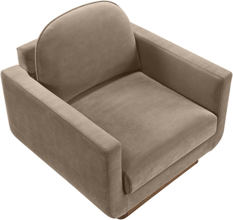 Harlow Taupe Velvet Performance Fabric Upholstered Accent Chair, 1 Piece