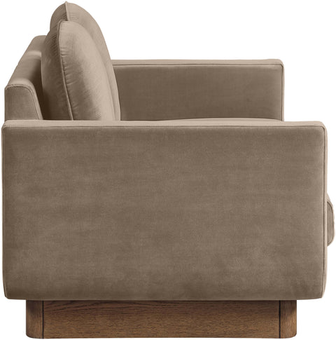 Harlow 63" Taupe Velvet Performance Fabric Upholstered Loveseat, 1 Piece