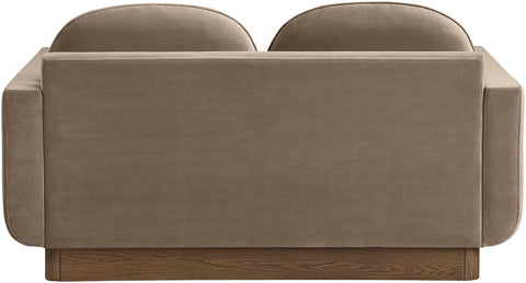 Harlow 63" Taupe Velvet Performance Fabric Upholstered Loveseat, 1 Piece