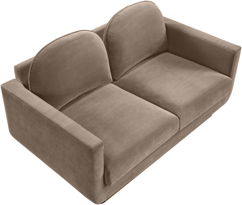 Harlow 63" Taupe Velvet Performance Fabric Upholstered Loveseat, 1 Piece